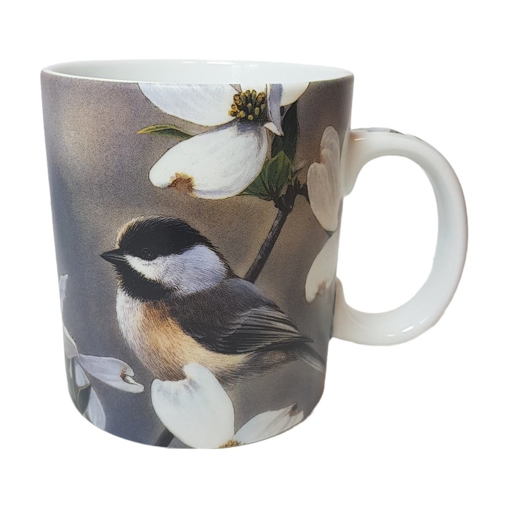 "Springtime Chickadees" by Russell Cobane Reflective Art Porcelain Mug Teacup
